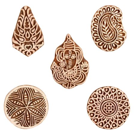 Set of 5 Piece New Mix Wooden Printing Block